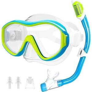 Kids Snorkel Set for Age 5-15 Dry Top Snorkeling Gear for Kids, Diving Mask and